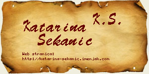 Katarina Sekanić vizit kartica